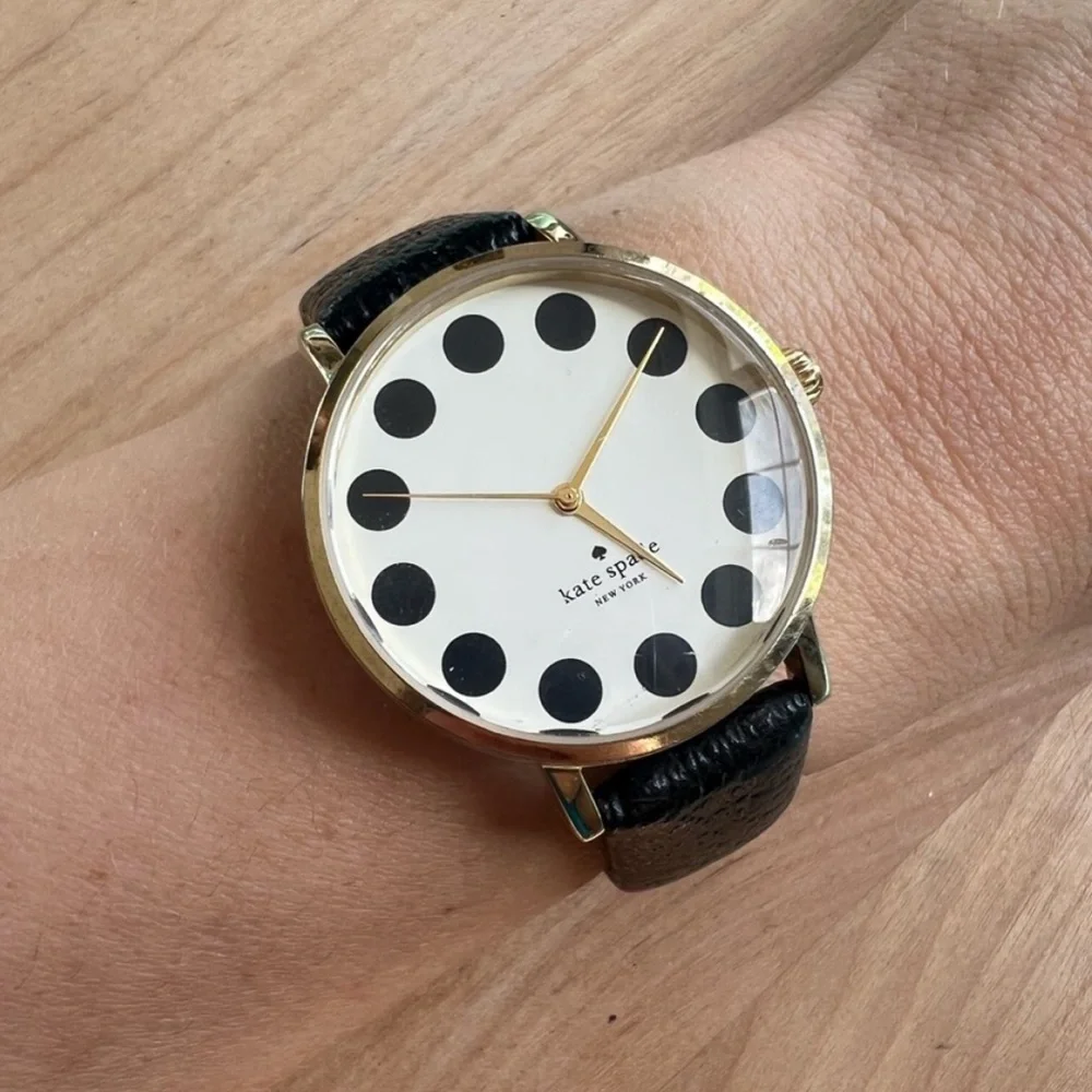 Kate Spade New York black and white polka dot watch NEW BATTERY